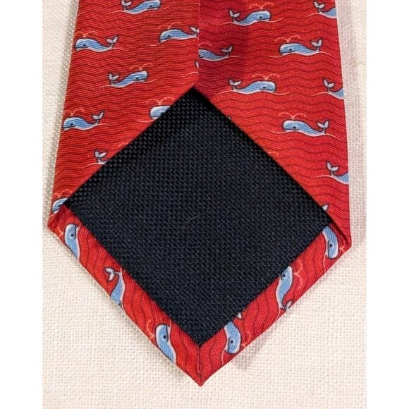 Nautica Whale Tie Red Preppy Pattern Graphic Nerd Nautical Necktie Fun 58" x 3" - Picture 7 of 14